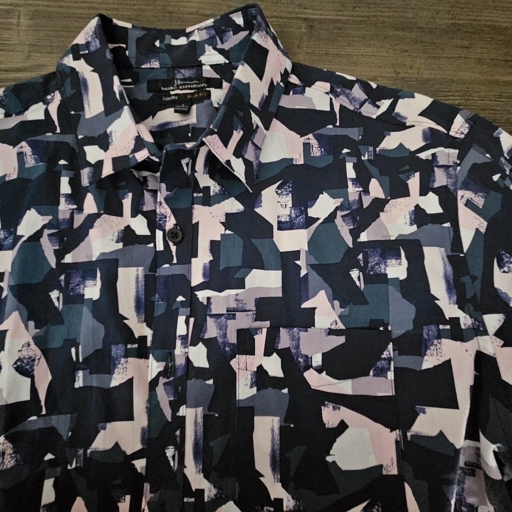 Marc Anthony Luxury Slim Fit Mens Button Down Shirt Large Like New